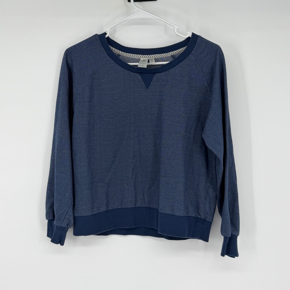 Aventura Blue Organic Cotton Recycled Polyester Raglan‎ Sweatshirt Womens Medium